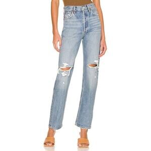 AGOLDE 90's Pinch Waist High Rise Straight Jeans Size 26 Rule Wash Distressed